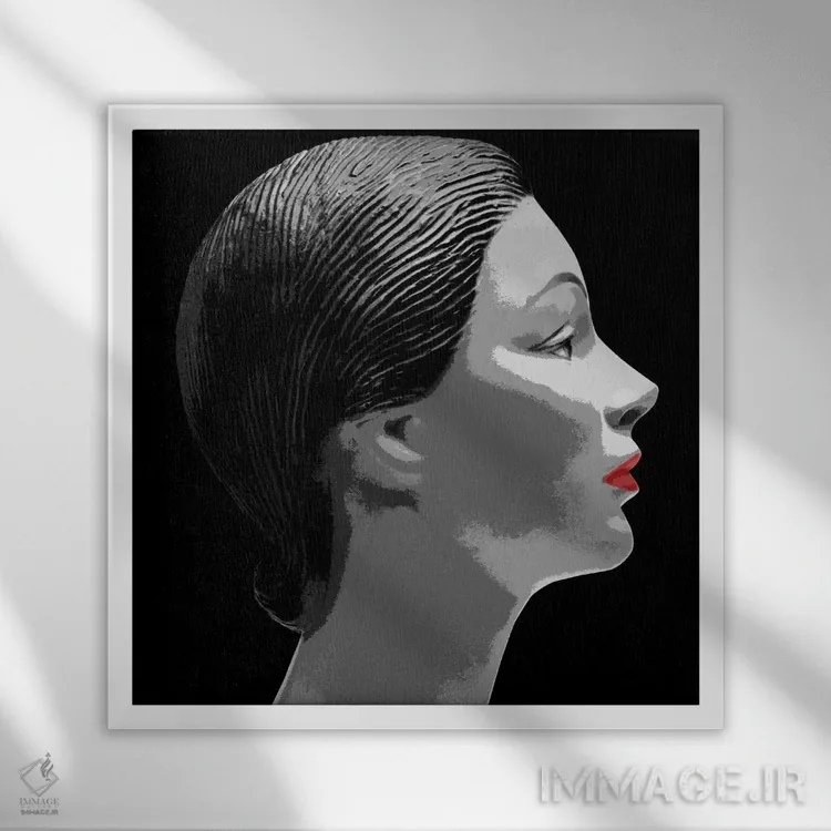 تابلو رژ لب قرمز اثر آرت میرانو - نمای قابدار سفید