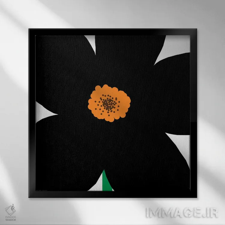 تابلو گل سیاه اثر آرت میرانو - نمای قابدار مشکی