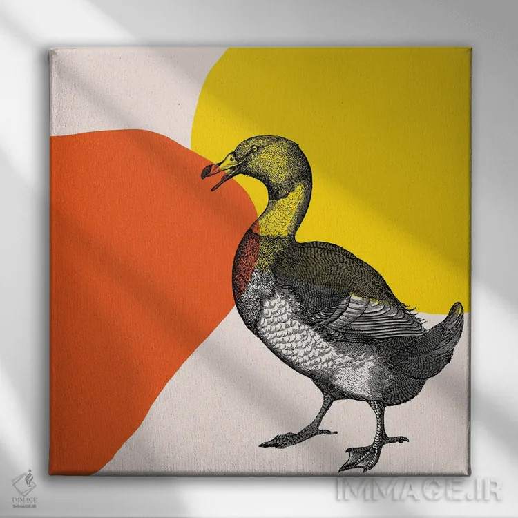 تابلو پرنده روی زرد اثر آرت میرانو - نمای روبهرو روی دیوار
