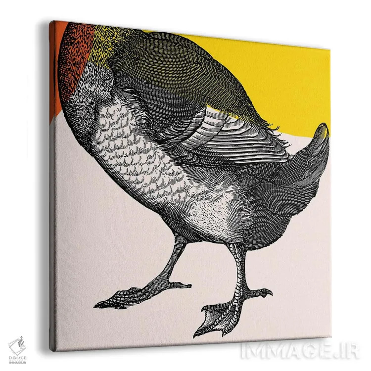 تابلو پرنده روی پاهای زرد اثر آرت میرانو - نمای پرسپکتیو محصول