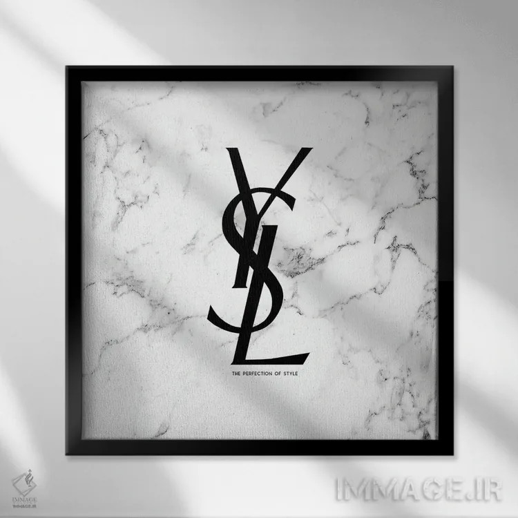 تابلو YSL مرمر سفید اثر آرت میرانو - نمای قابدار مشکی