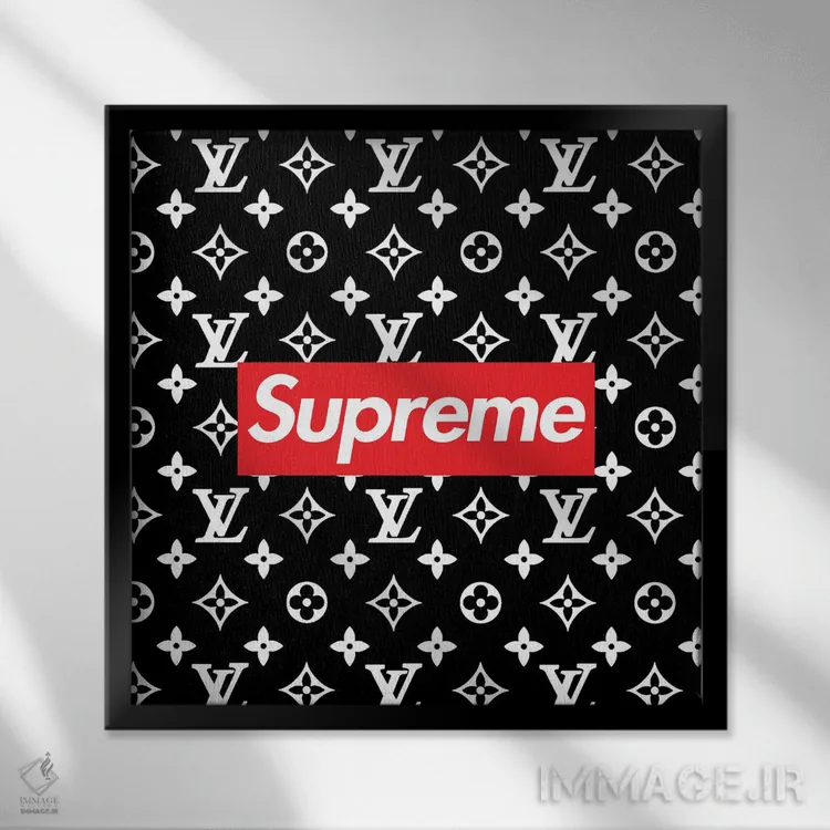 تابلو LV مشکی سوپریم اثر آرت میرانو - نمای قابدار مشکی