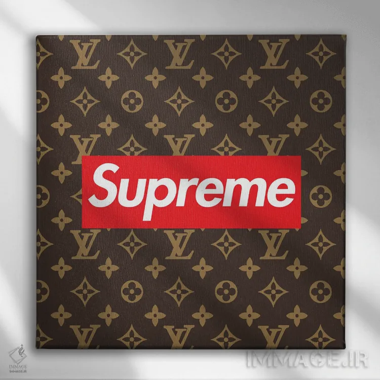 تابلو LV سوپریم قهوهای اثر آرت میرانو - نمای روبهرو روی دیوار