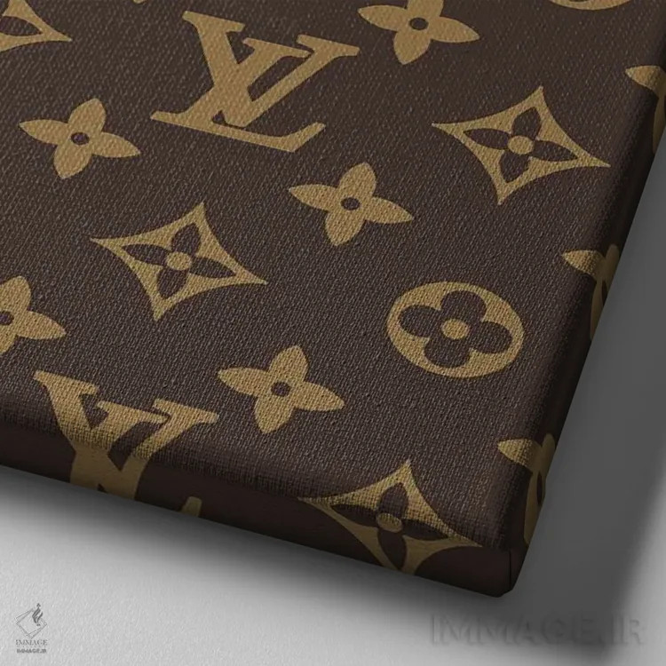 تابلو LV قهوهای اثر آرت میرانو - نمای نزدیک بافت بوم