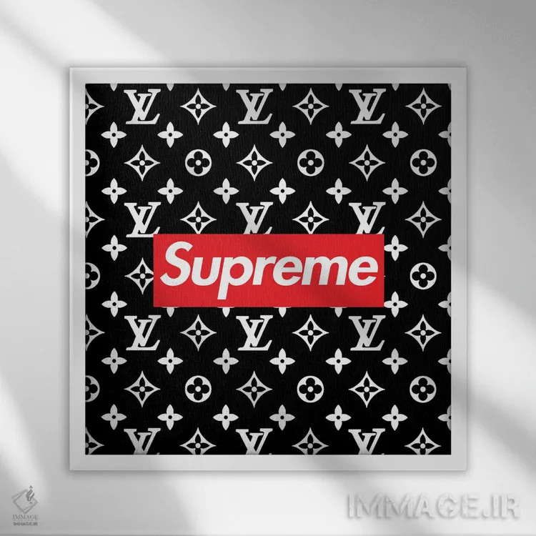 تابلو LV مشکی سوپریم اثر آرت میرانو - نمای قابدار سفید
