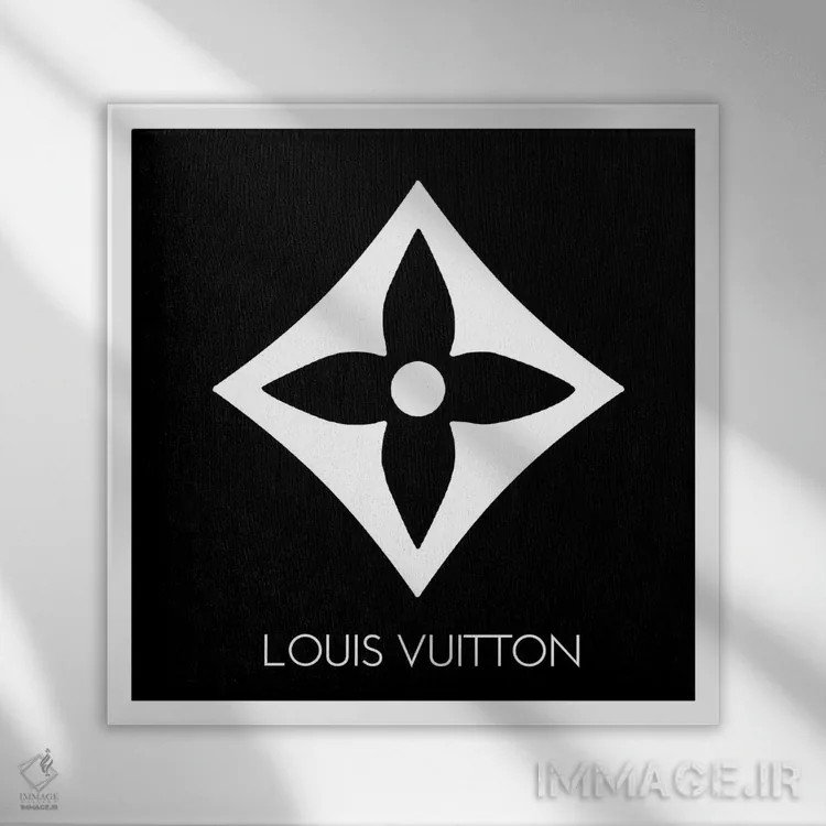 تابلو نماد لوئی ویتون نور مشکی اثر آرت میرانو - نمای قابدار سفید