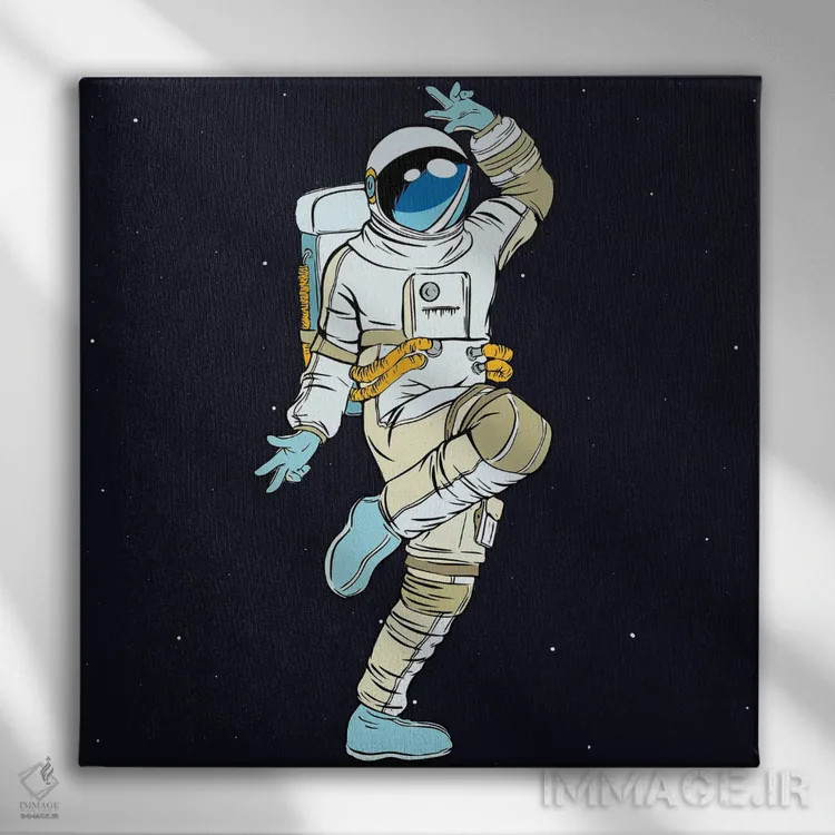 تابلو فضانورد در حال رقص اثر آرت میرانو - نمای روبهرو روی دیوار