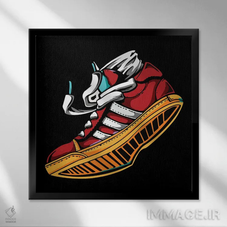 تابلو کفش ورزشی اثر آرت میرانو - نمای قابدار مشکی