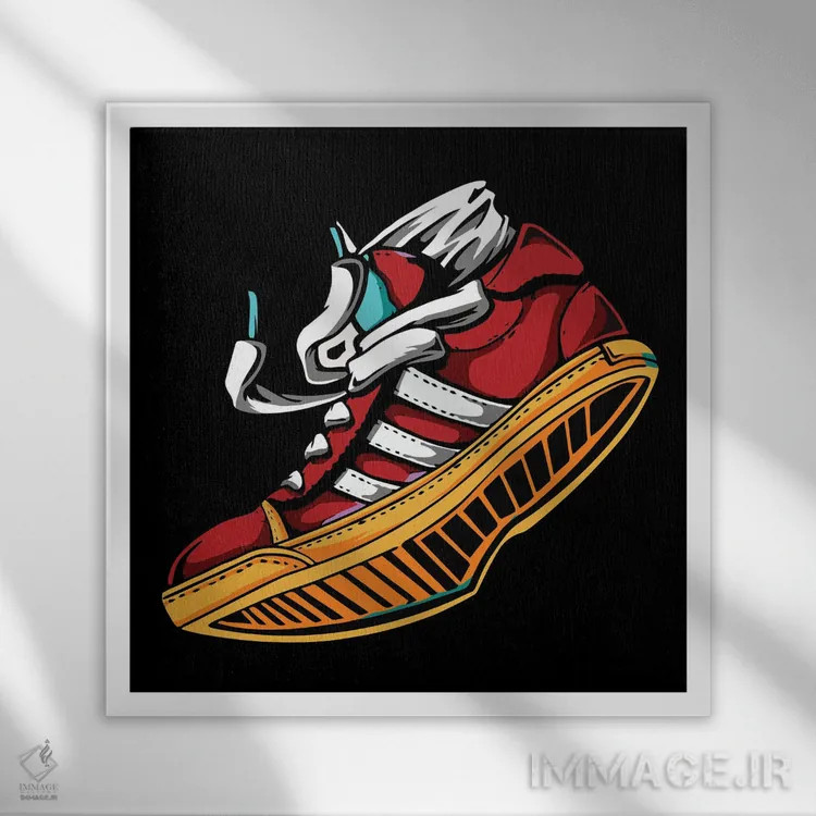 تابلو کفش ورزشی اثر آرت میرانو - نمای قابدار سفید