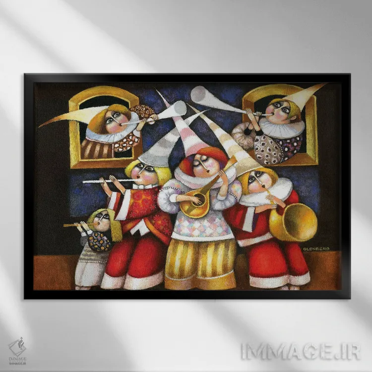 تابلو موسیقیدانان اثر آرت میرانو - نمای قابدار مشکی