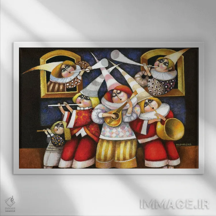 تابلو موسیقیدانان اثر آرت میرانو - نمای قابدار سفید