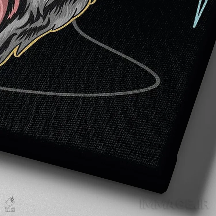 تابلو گوریل با هدفون اثر آرت میرانو - نمای نزدیک بافت بوم