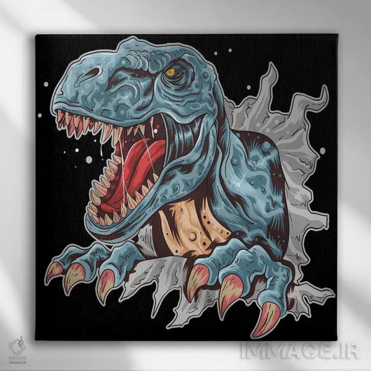تابلو دایناسور اثر آرت میرانو - نمای روبهرو روی دیوار