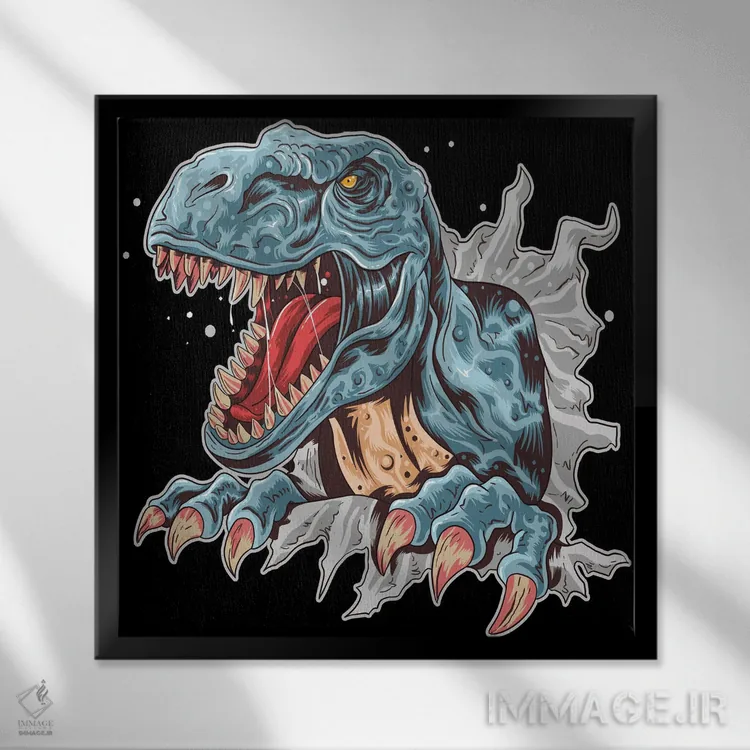 تابلو دایناسور اثر آرت میرانو - نمای قابدار مشکی