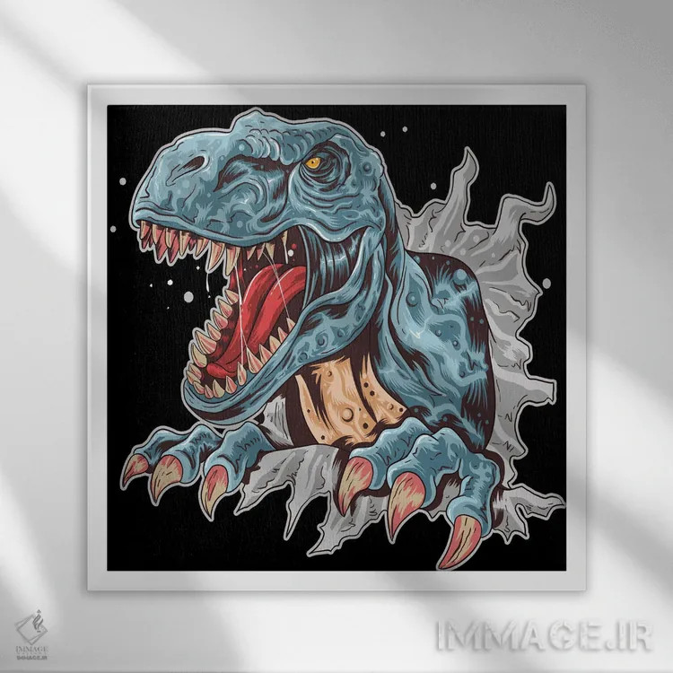 تابلو دایناسور اثر آرت میرانو - نمای قابدار سفید