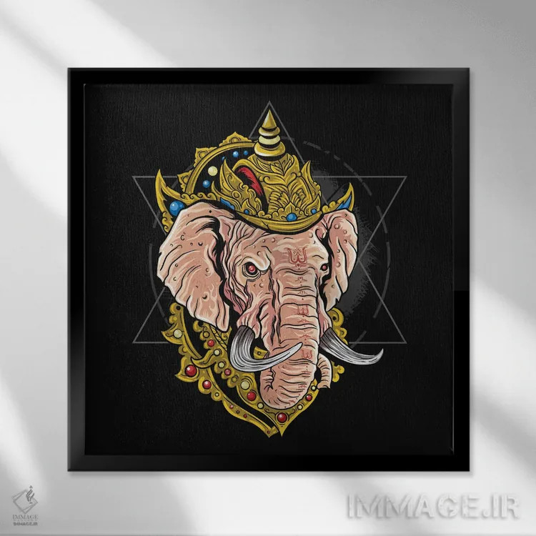 تابلو گانهشا (خدای هندو) اثر آرت میرانو - نمای قابدار مشکی