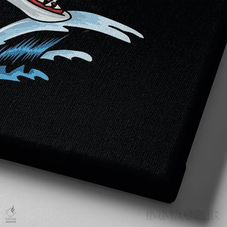 تابلو چهره خشمگین کوسه اثر آرت میرانو - نمای نزدیک بافت بوم