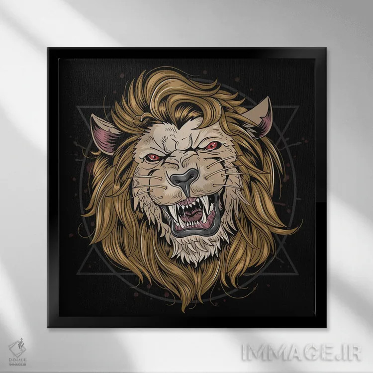 تابلو شیر (برج اسد) اثر آرت میرانو - نمای قابدار مشکی