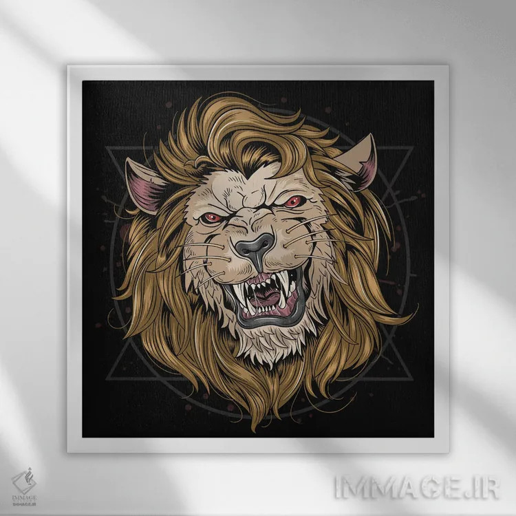 تابلو شیر (برج اسد) اثر آرت میرانو - نمای قابدار سفید