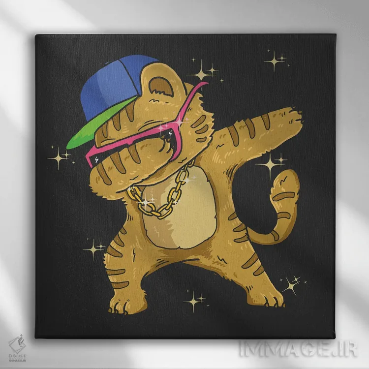 تابلو گربه هیپهاپ اثر آرت میرانو - نمای روبهرو روی دیوار