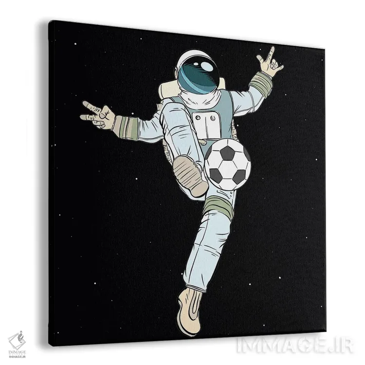 تابلو فضانورد و فوتبال اثر آرت میرانو - نمای پرسپکتیو محصول