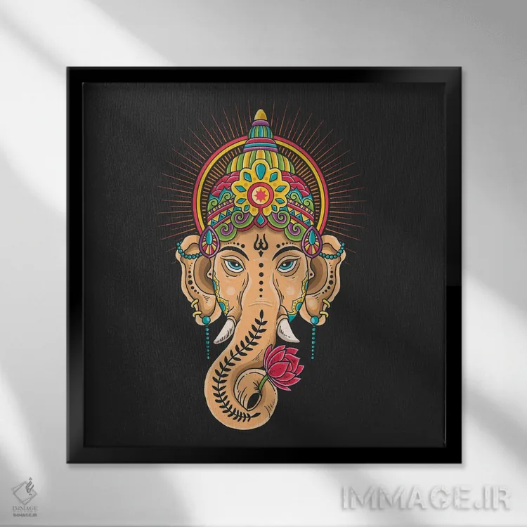 تابلو خدای شیوا با نقش تبتی اثر آرت میرانو - نمای قابدار مشکی