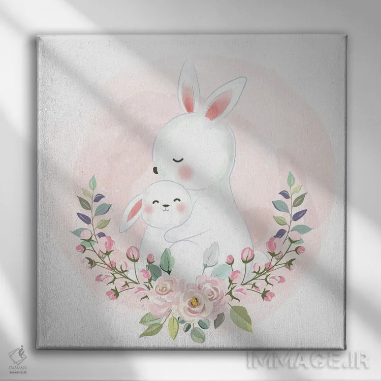 تابلو خرگوش برای اتاق کودک اثر آرت میرانو - نمای روبهرو روی دیوار