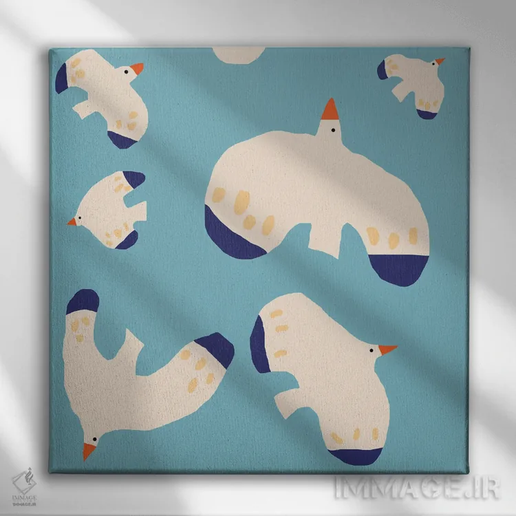 تابلو پرندگان در آسمان اثر آرت میرانو - نمای روبهرو روی دیوار