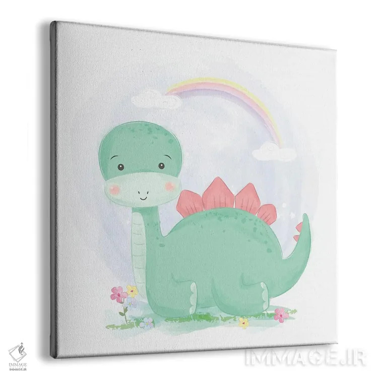 تابلو دایناسور سبز آبرنگی بامزه اثر آرت میرانو - نمای پرسپکتیو محصول