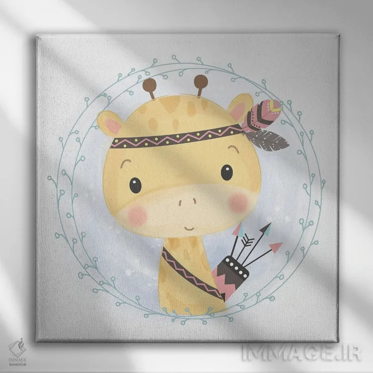 تابلو زرافه قبیلهای بامزه اثر آرت میرانو - نمای روبهرو روی دیوار