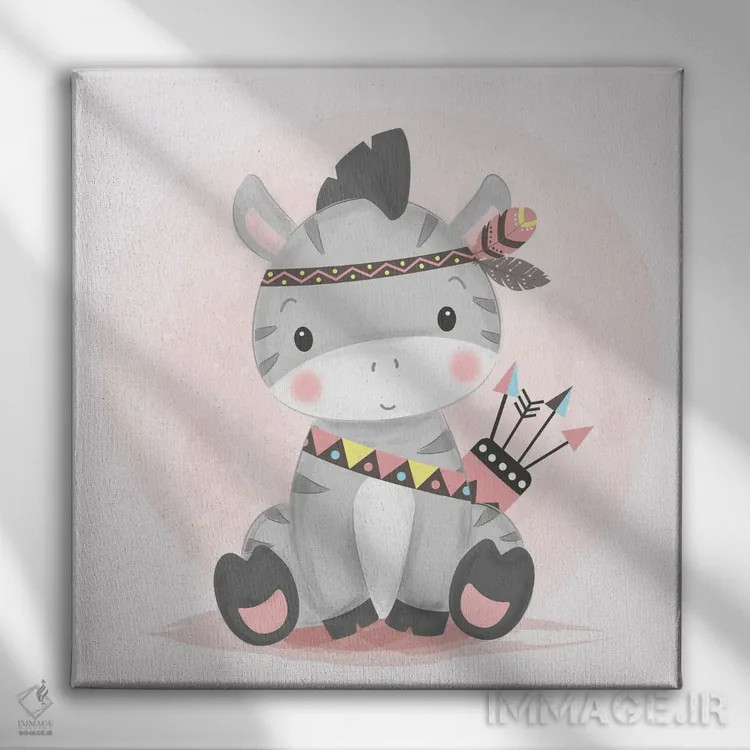 تابلو تصویر بچه گورخر با سبک آبرنگ اثر آرت میرانو - نمای روبهرو روی دیوار