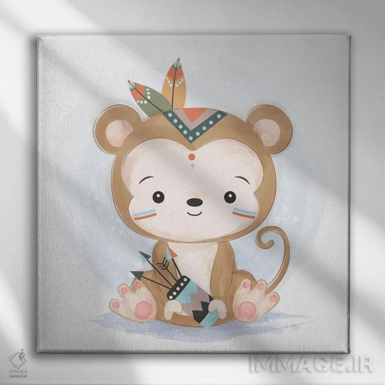 تابلو تصویر بچه میمون اثر آرت میرانو - نمای روبهرو روی دیوار