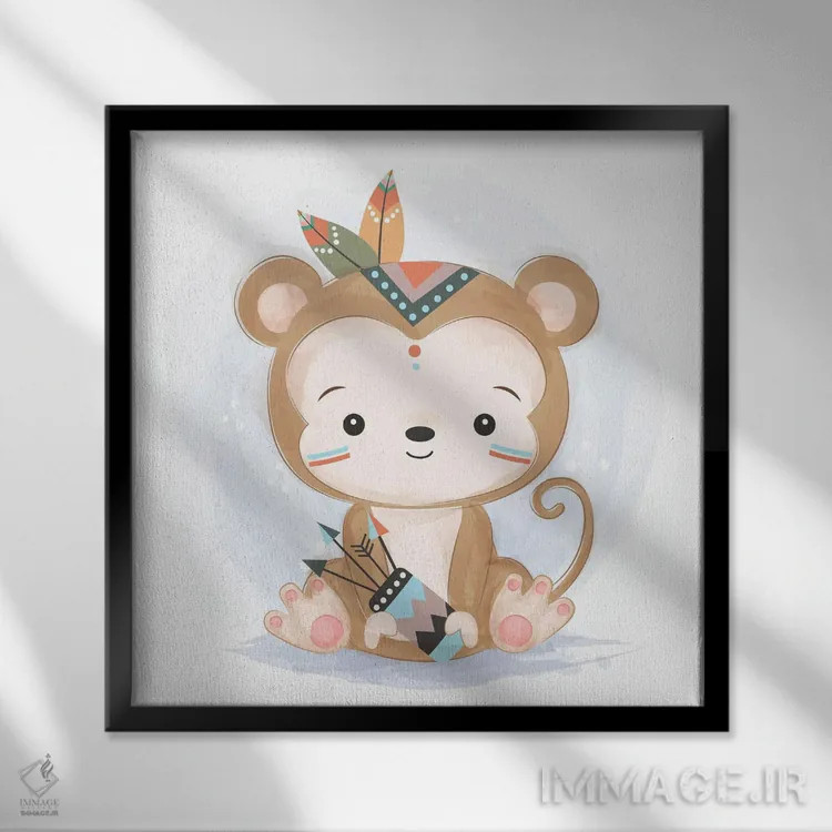 تابلو تصویر بچه میمون اثر آرت میرانو - نمای قابدار مشکی