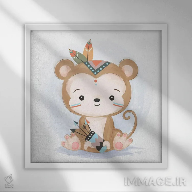 تابلو تصویر بچه میمون اثر آرت میرانو - نمای قابدار سفید