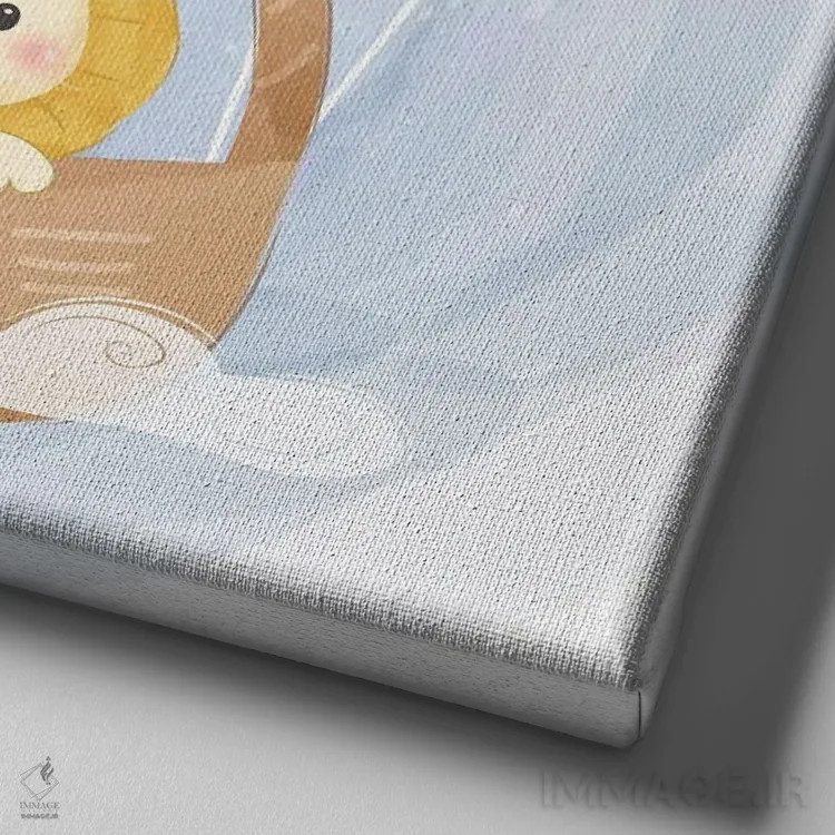 تابلو بچه حیواناتی که با بادکنک پرواز میکنند برای اتاق کودک اثر آرت میرانو - نمای نزدیک بافت بوم