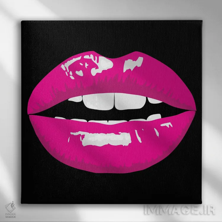 تابلو تصویرگری لبهای صورتی اثر آرت میرانو - نمای روبهرو روی دیوار