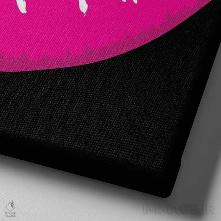 تابلو تصویرگری لبهای صورتی اثر آرت میرانو - نمای نزدیک بافت بوم