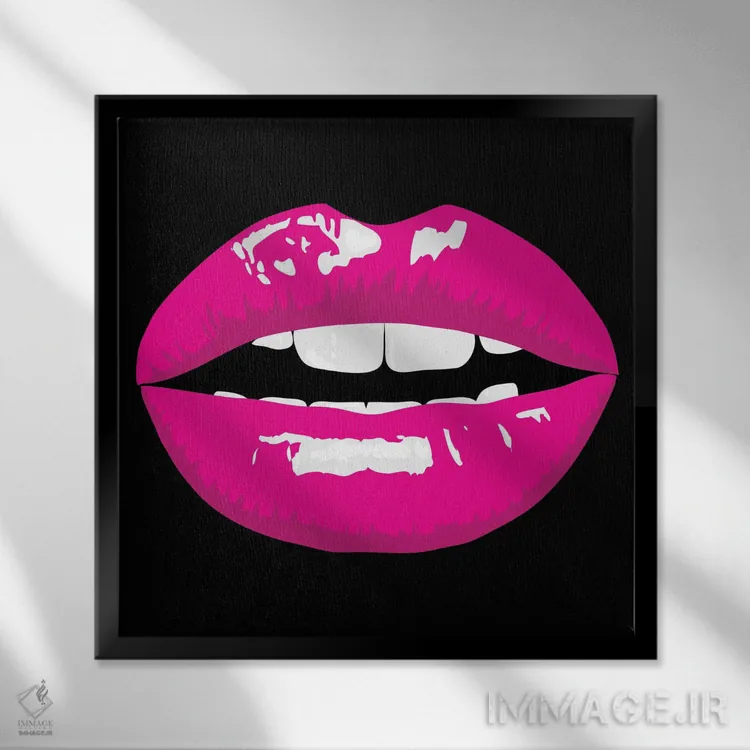 تابلو تصویرگری لبهای صورتی اثر آرت میرانو - نمای قابدار مشکی