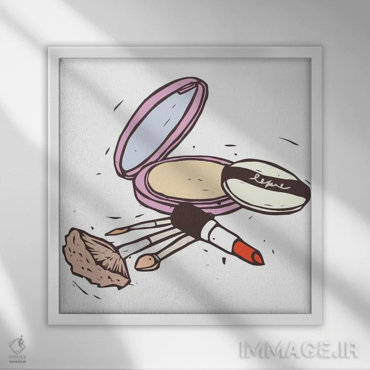 تابلو لوازم آرایشی ۱ اثر آرت میرانو - نمای قابدار سفید
