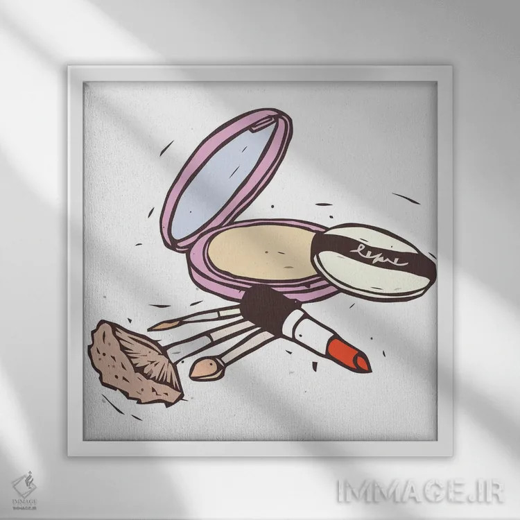 تابلو لوازم آرایشی ۱ اثر آرت میرانو - نمای قابدار سفید