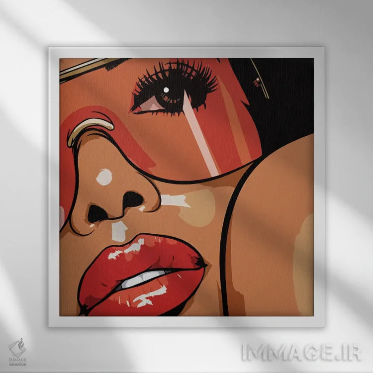 تابلو زن با عینک آفتابی اثر آرت میرانو - نمای قابدار سفید