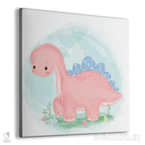 تابلو تصویرسازی دایناسور صورتی اثر آرت میرانو - نمای پرسپکتیو محصول