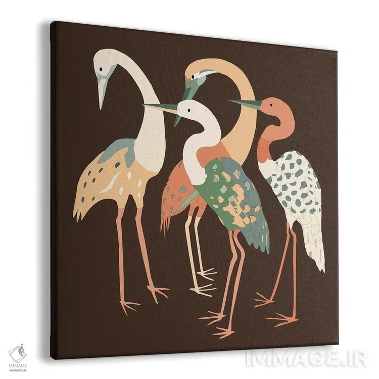 تابلو پرندگان روی زمینه قهوهای اثر آرت میرانو - نمای پرسپکتیو محصول