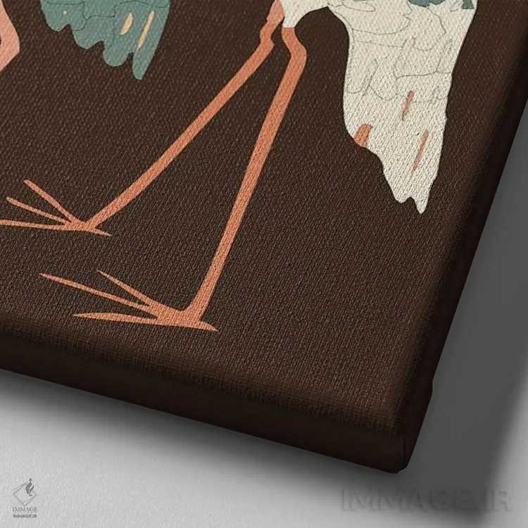 تابلو پرندگان روی زمینه قهوهای اثر آرت میرانو - نمای نزدیک بافت بوم