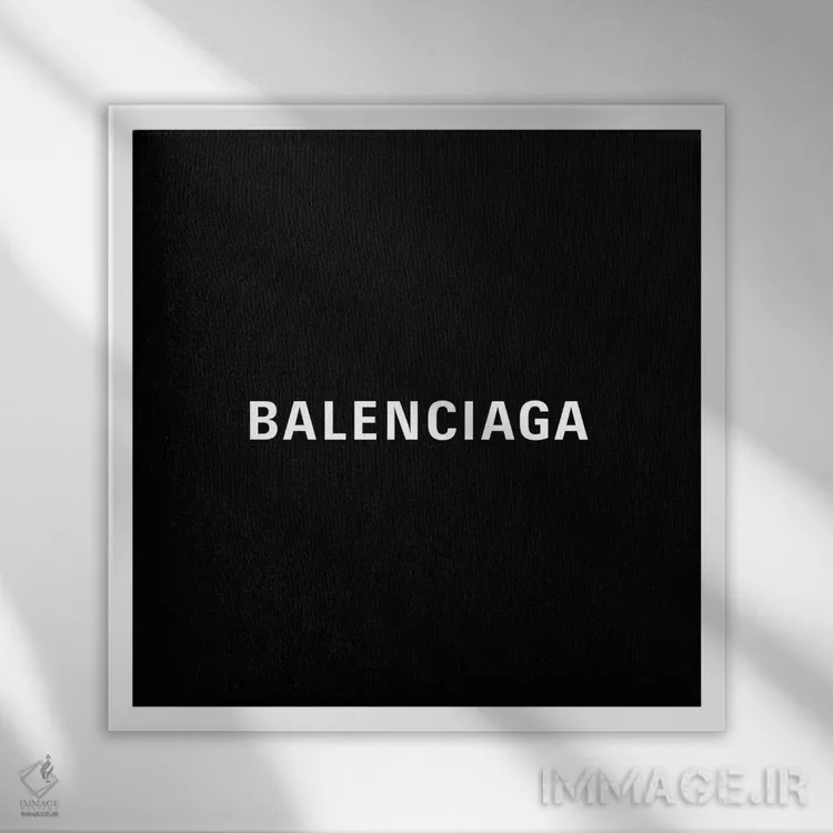 تابلو BB بالنسیاگا مشکی (نام برند و طرح) اثر آرت میرانو - نمای قابدار سفید