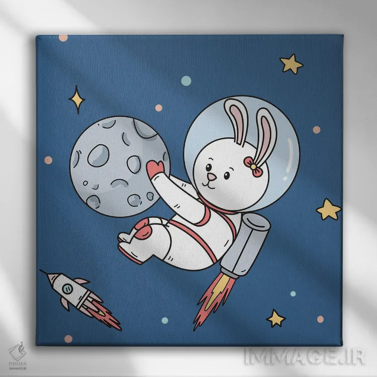 تابلو خرگوش در فضا اثر آرت میرانو - نمای روبهرو روی دیوار