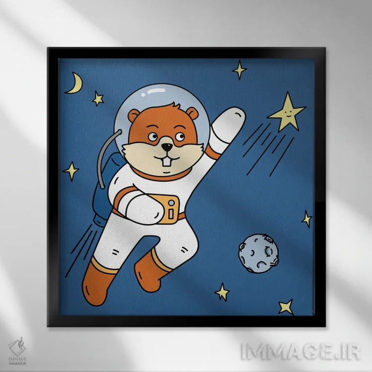 تابلو سگآبی در فضا ۲ اثر آرت میرانو - نمای قابدار مشکی