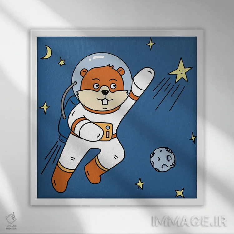 تابلو سگآبی در فضا ۲ اثر آرت میرانو - نمای قابدار سفید