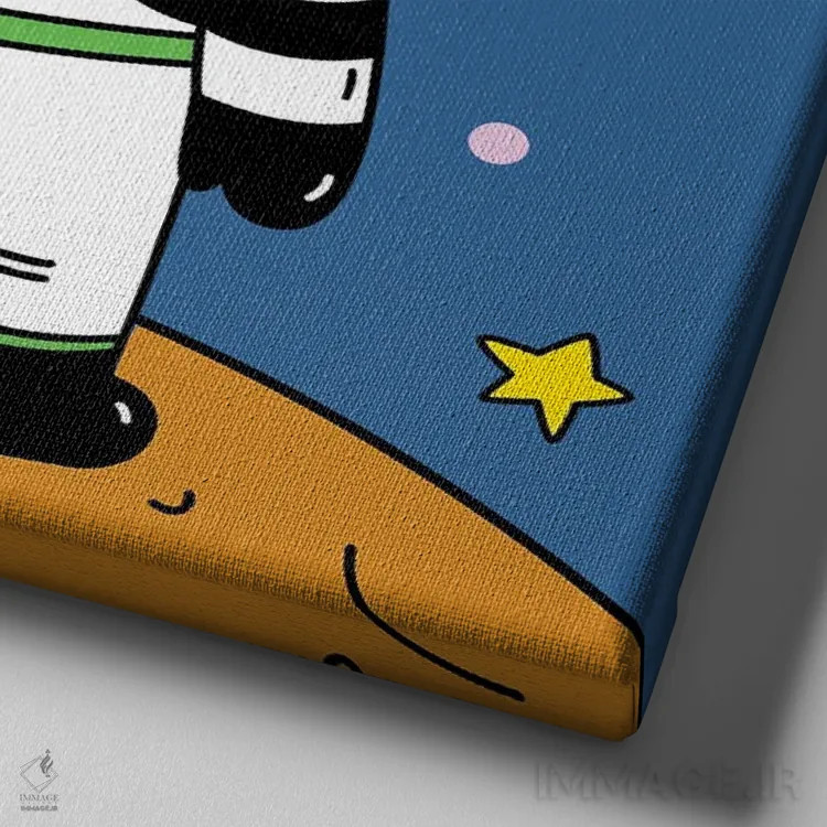 تابلو خرس پاندا در فضا ۲ اثر آرت میرانو - نمای نزدیک بافت بوم