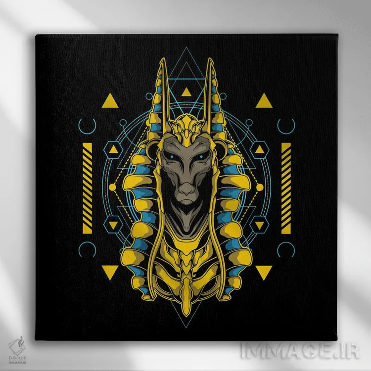 تابلو سر زرد آنوبیس (اسطوره مصر باستان) اثر آرت میرانو - نمای روبهرو روی دیوار
